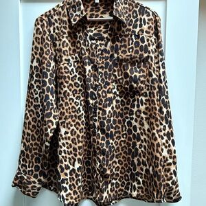 Leopard Print Button-Up Shirt by Express